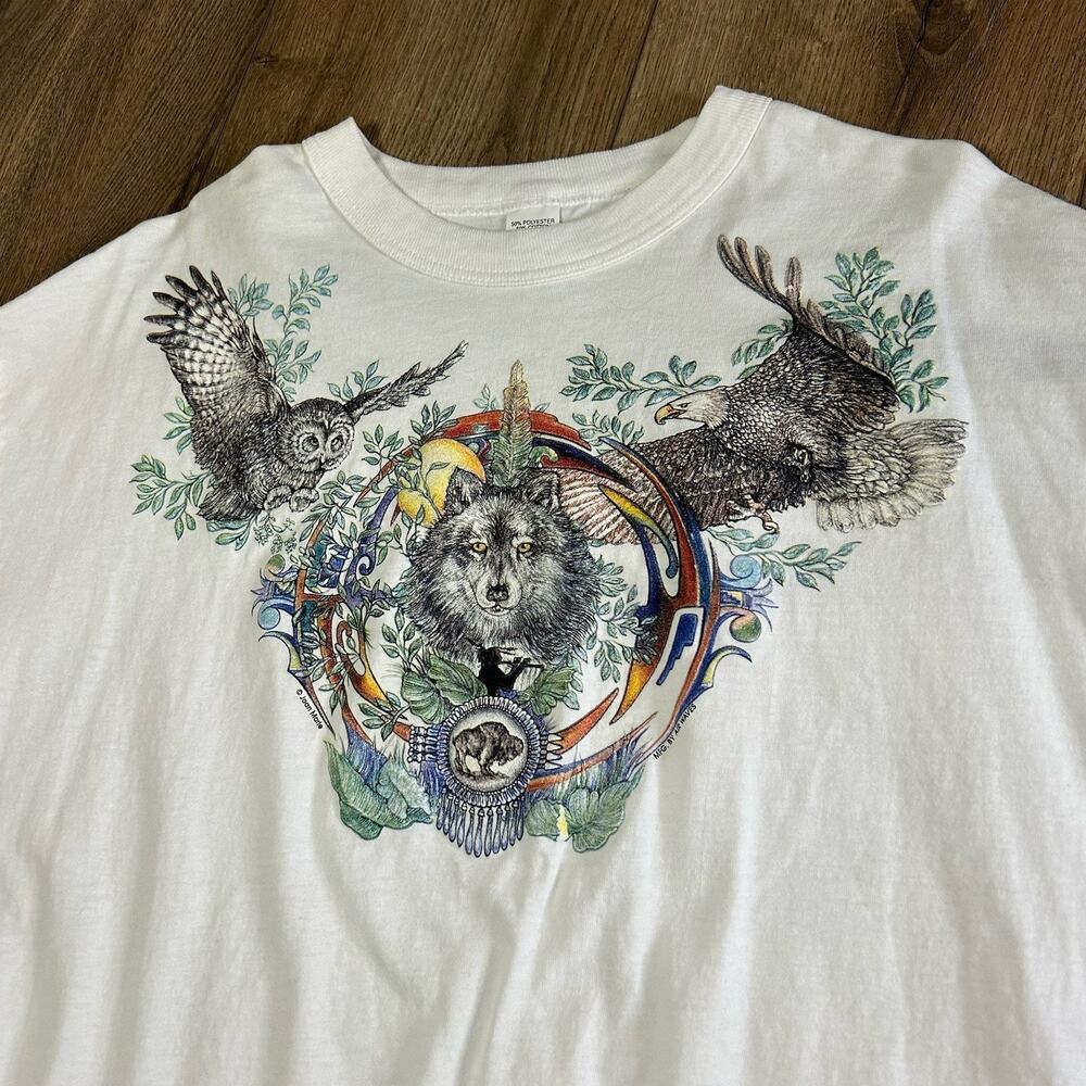 True VTG Air Waves Single Stitch Men’s XL Wolf Nature Shirt Made In USA RARE